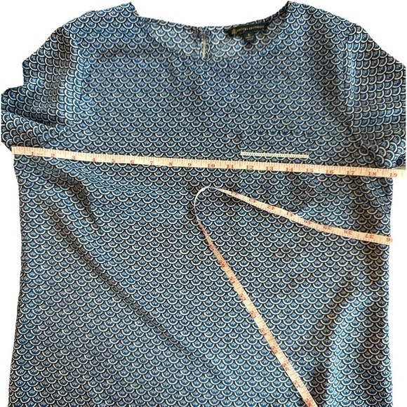 Brooks Brothers Geometric Floral Print Short Sleeve Blouse blue black white 6 - Picture 12 of 15